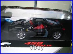 1/18 SCALE Hot Wheels ELITE Ferrari 458 ITALIA METALLIC BLACK (red interior)