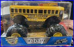 Higher Education School Bus Monster Jam Truck 1/24 Scale Diecast Hot Wheels Rare