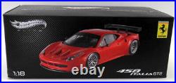 Hot Wheels Elite 1/18 Scale Diecast X2860 Ferrari 458 Italia GT2 Rosso Red