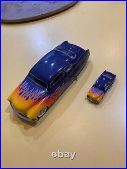 Hot Wheels Legends'49 Merc Set 1/18 & 1/64 Scale Purple Yellow Flame in Box