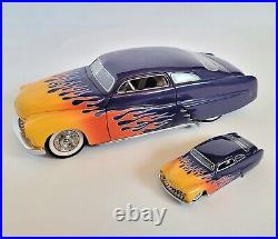 Hot Wheels Legends'49 Merc Set 1/18 & 1/64 Scale Purple Yellow Flame in Box