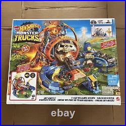 Hot Wheels Monster Trucks T-Rex Volcano Playset with 164 Scale Race Ace Toy