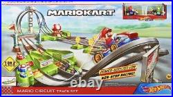 New, Hot Wheels MarioKart Circuit Track Set with 164 Scale Die-Cast Vehicles