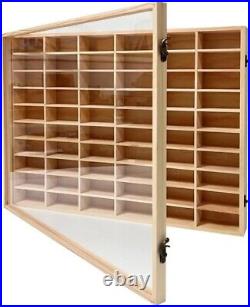 Wooden Display Case Hot Wheels, with Dust Resistant Door, for 1/64 Scale 60 Cars
